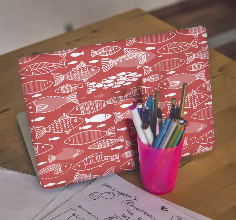 Whimsical Fish Pattern laptop skin - TenStickers