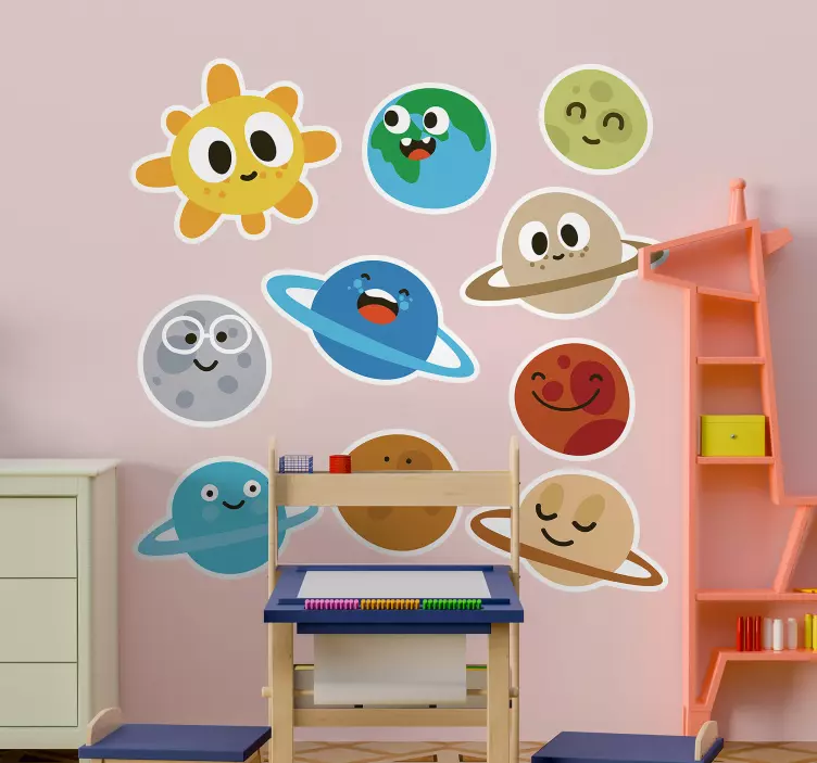 Whimsical Planet Characters kid's sticker - TenStickers