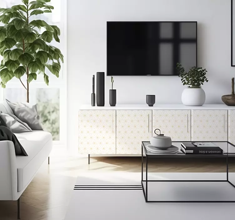 White and gold lines furniture sticker - TenStickers