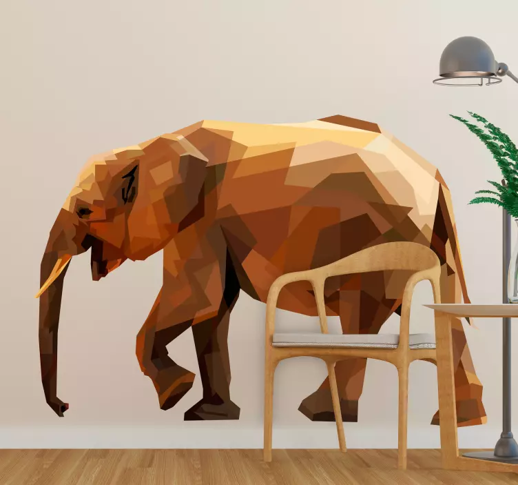 Wild animal sticker low poly elephant - TenStickers