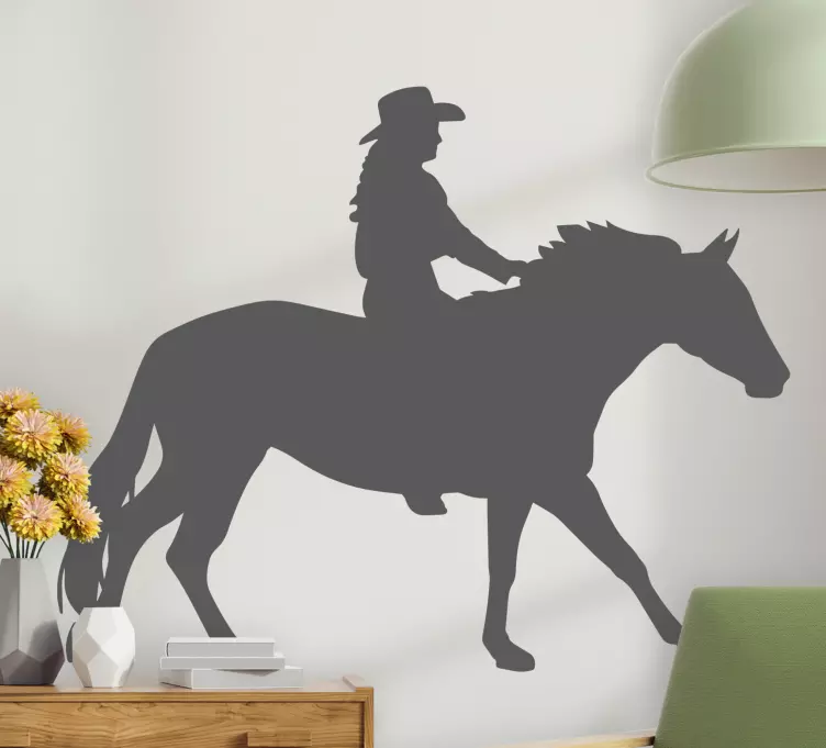 Woman riding a horse wall sticker - TenStickers