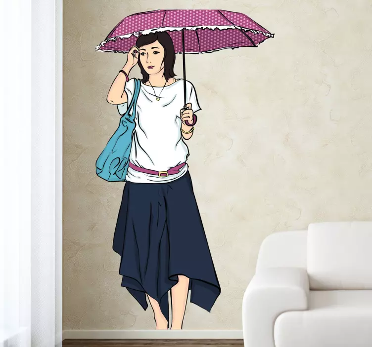Women Under the Rain Sticker - TenStickers