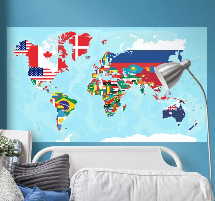 World Map Flags travel stickers - TenStickers