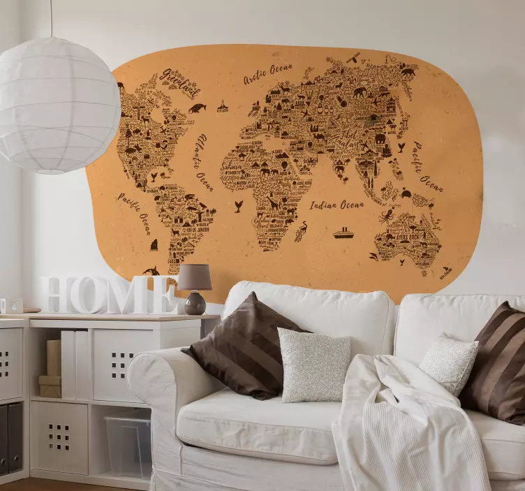 World Map Illustration location sticker - TenStickers