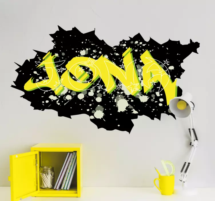 Graffitti name with black background decal - TenStickers