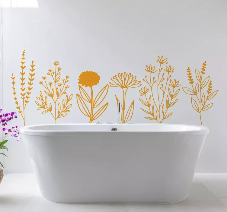 Yellow plant flower  bathroom sticker - TenStickers