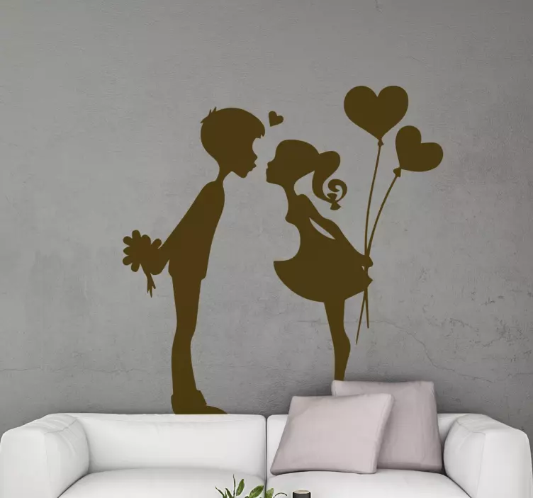 Young kissing couple love sticker - TenStickers