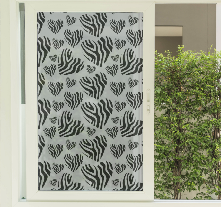 Zebra animal print heart window film - TenStickers