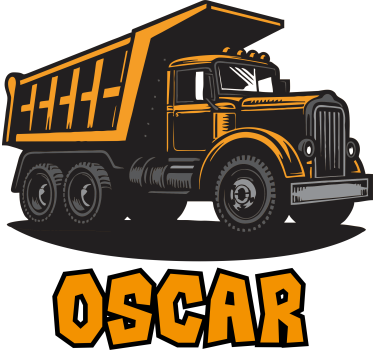 personalized orange contruction truck toy decal - TenStickers