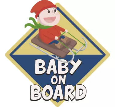 Sled baby in car sticker - TenStickers