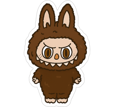 Brown monster doll sticker illustration - TenStickers