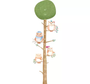 Kids owl meter height chart sticker - TenStickers