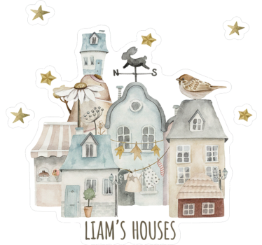 Sticker illustration of flemish houses with names - TenStickers