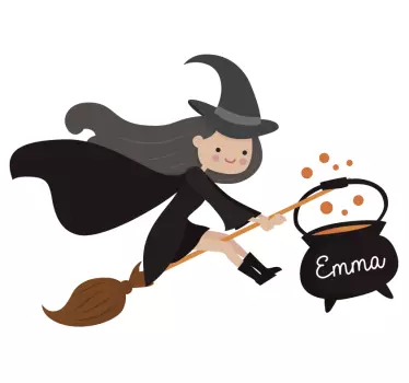 witch halloween childrensroom sticker - TenStickers