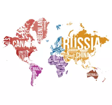 World Map Art map wall sticker - TenStickers