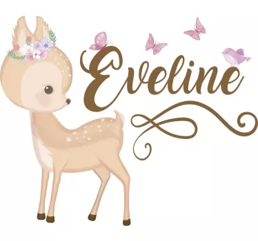 Personnalised deer  illustration wall art - TenStickers