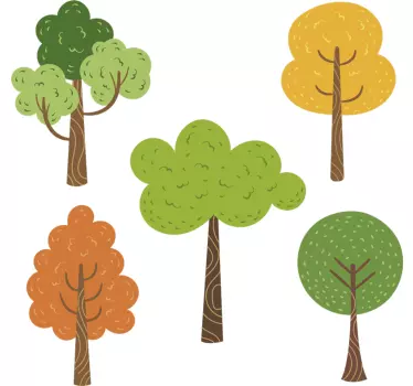 Colorful small trees tree wall decal - TenStickers