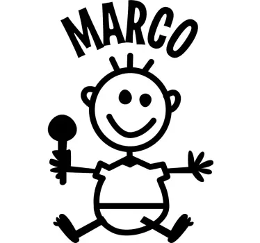 Child's body with name baby in car decal - TenStickers