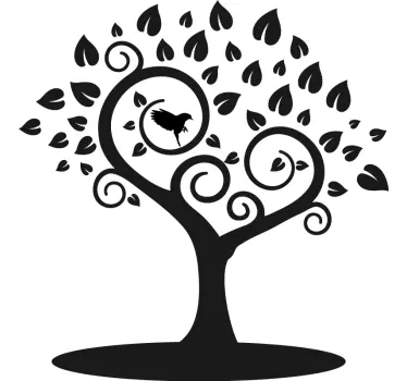 Bird on twirling branches tree wall decal - TenStickers