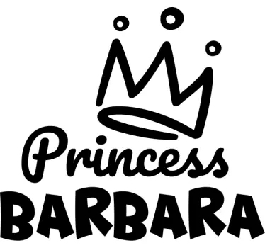 Princess crown with name glass door sticker - TenStickers