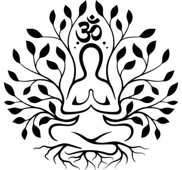Yoga tree black &white wall sticker - TenStickers