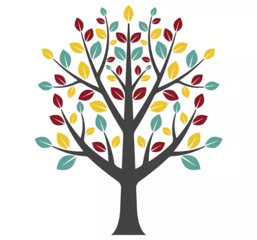 Multicoloured leaves tree tree wall decal - TenStickers