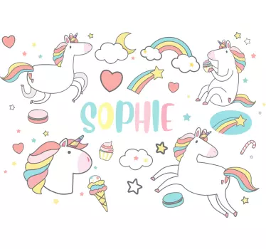 Kid's sticker vibrant unicorn design - TenStickers
