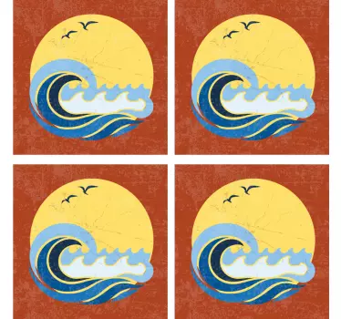 Sun, beach and wave tile transfer - TenStickers