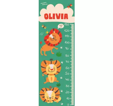 Personalised Lion height chart sticker - TenStickers