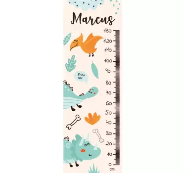 Personalised Dinosaur height chart sticker - TenStickers
