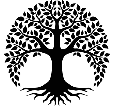 monocolour tree of life in circle wall decal - TenStickers