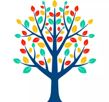 Tree of Life colourful leaves tree wall decal - TenStickers