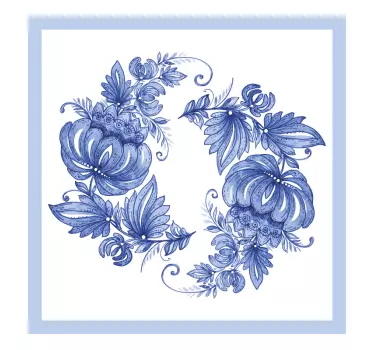 Floral blue design wall sticker - TenStickers