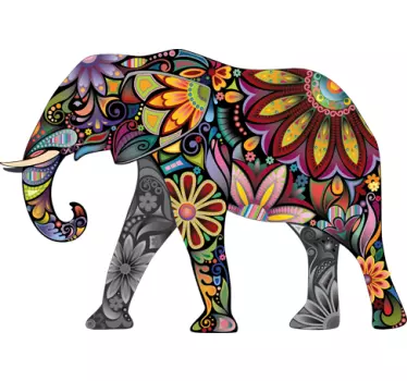 Colourful Elephant Sticker - TenStickers