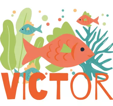 Kid's sticker colorful fish scene - TenStickers