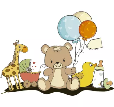 Teddy Bear & Animals Customisable Kids Decal - TenStickers