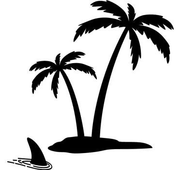 Palm moncolor island tree wall decal - TenStickers