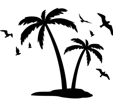 Tropical palms silhouette tree wall sticker - TenStickers