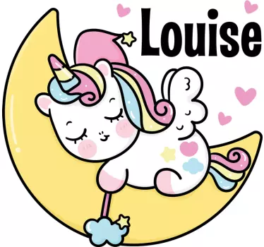 Kid's sticker resting unicorn moon - TenStickers
