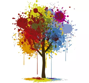 Paint splash tree art living room wall sticker - TenStickers