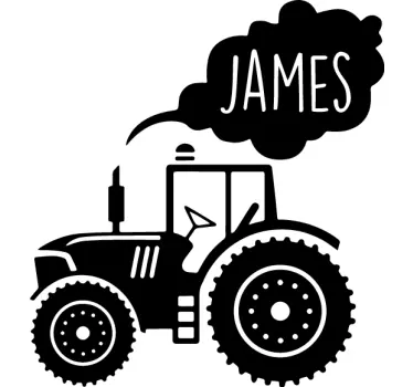 Silhouette tractor with own personalized name toy decal - TenStickers