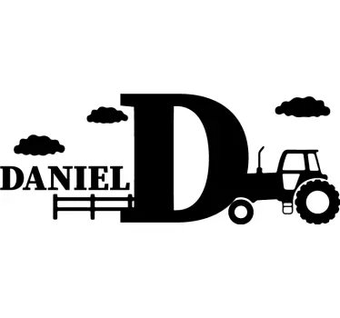 Kid's sticker personalized tractor letter - TenStickers