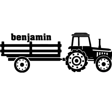 Silhouette tractor personalized name toy decal - TenStickers