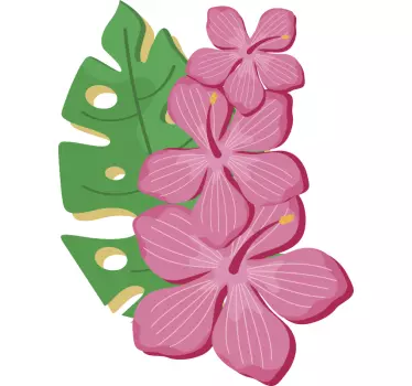 Tropical flower design glass door sticker - TenStickers