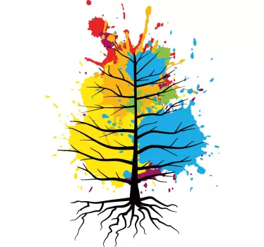 Rainbow watercolor tree design Bedroom sticker - TenStickers