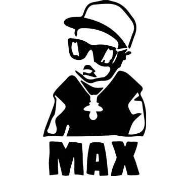 Rapper baby with pacifier and name baby in car sticker - TenStickers