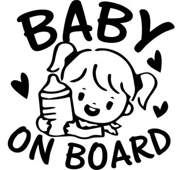 Little girl with bottle baby in car sticker - TenStickers
