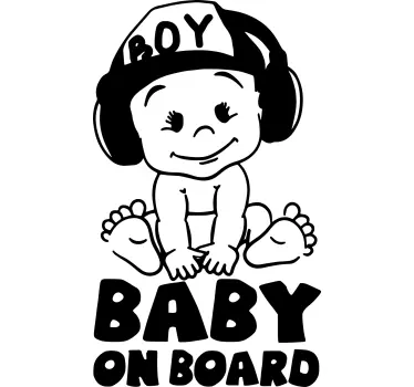 Cute with cap baby in car sticker - TenStickers