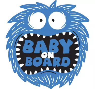 Blue monster baby on board sticker - TenStickers