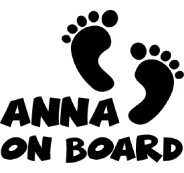 Customised name footprint baby on board sticker - TenStickers